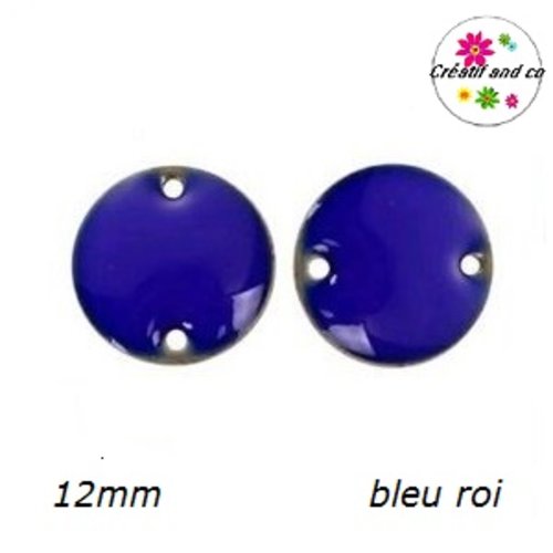 Connecteur cercle bleu émail 12mm