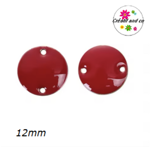 Connecteur cercle rouge émail 12mm