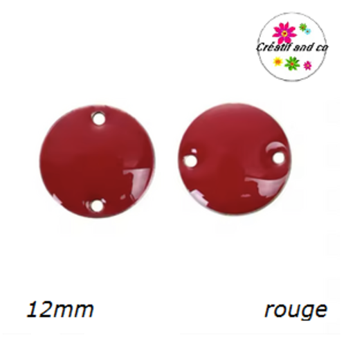 Connecteur cercle rouge émail 12mm