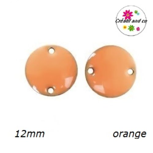 Connecteur cercle orange émail 12mm
