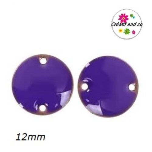 Connecteur cercle mauve émail 12mm