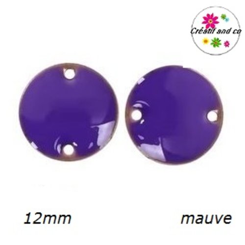 Connecteur cercle mauve émail 12mm