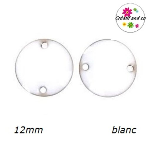 Connecteur cercle blanc émail 12mm