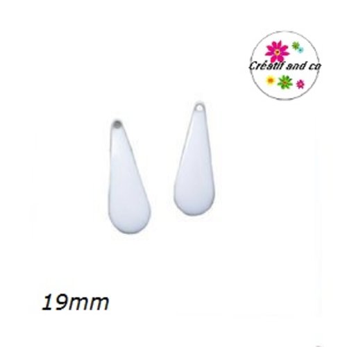 X2 gouttes d'eau blanches émail 19mm