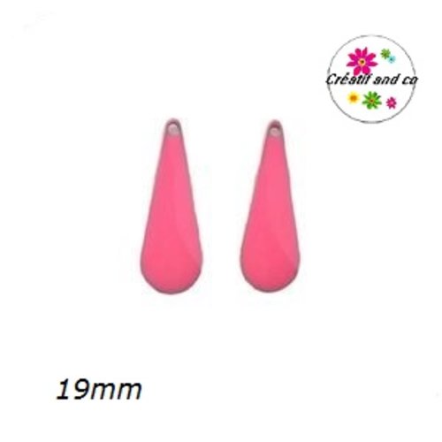 X2 gouttes d'eau fuchsias émail 19mm