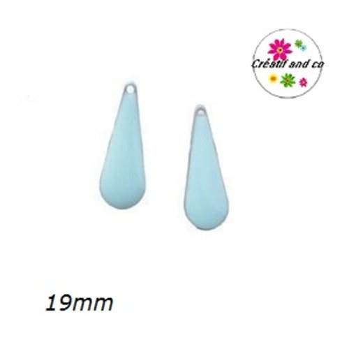 X2 gouttes d'eau bleues très claires émail 19mm