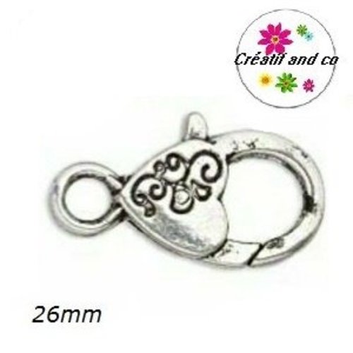 Gros mousqueton argent vieilli 26mm