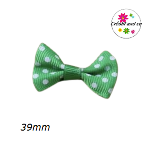 Noeud vert à pois blanc 39mm