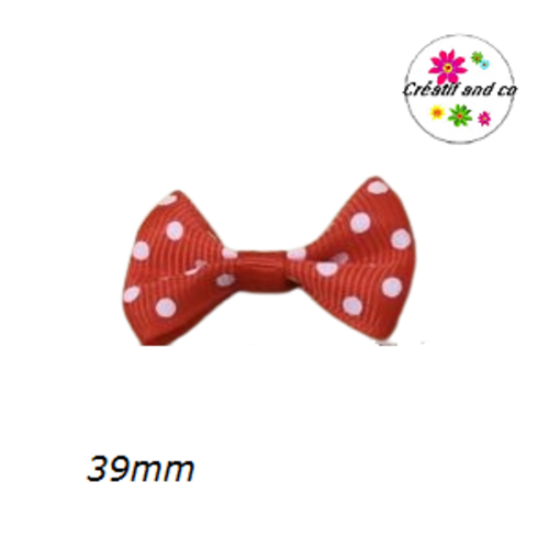 Noeud rouge à pois blanc 39mm