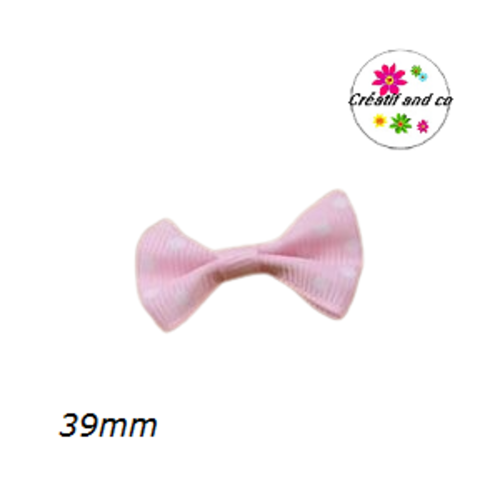 Noeud rose à pois blanc 39mm