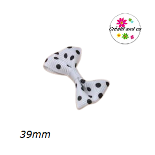 Noeud blanc à pois noir 39mm