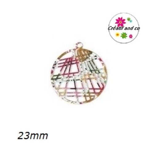 Breloque cercle coloré filigrane  23mm