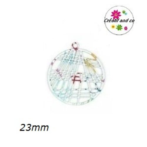 Breloque cercle coloré filigrane 23mm