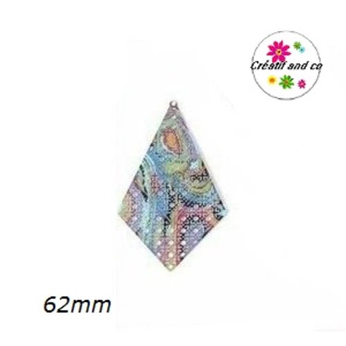 Breloque filigrane colorée 62mm