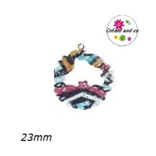 Breloque filigrane cercle coloré 23mm