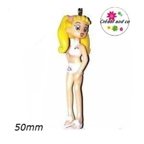 Breloque manga cheveu jaune 50mm