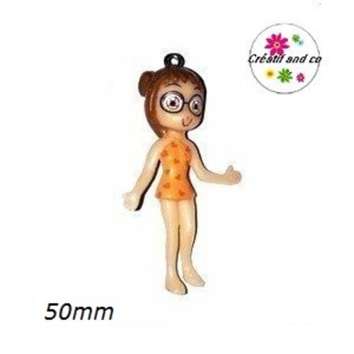 Breloque manga cheveu marron 50mm