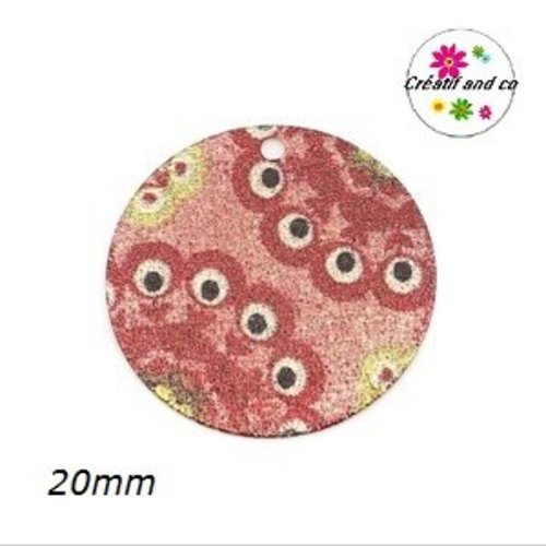 Pendentif rond émaillé à motif 20mm