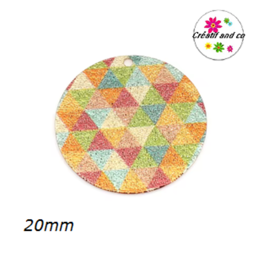 Pendentif rond émaillé à motif 20mm