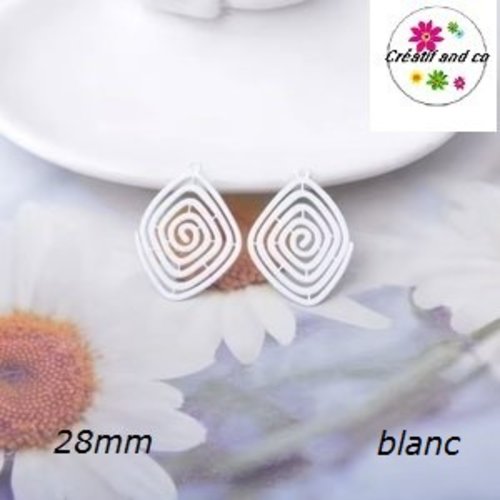 Breloque estampe spirale blanche 28mm