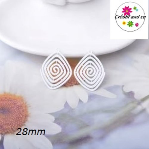 Breloque estampe spirale blanche 28mm