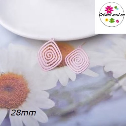 Breloque estampe spirale rose 28mm