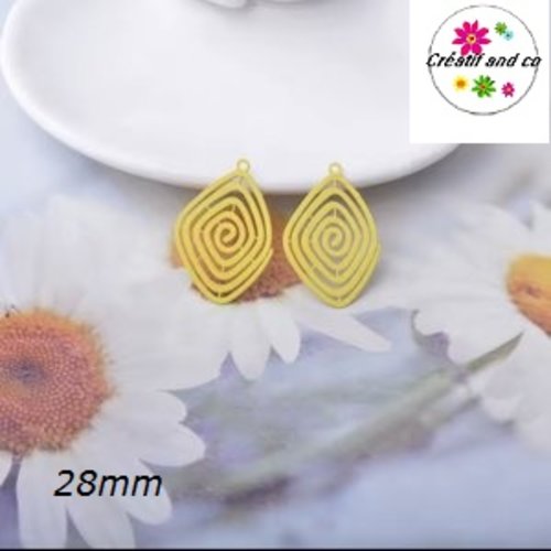 Breloque estampe spirale jaune 28mm