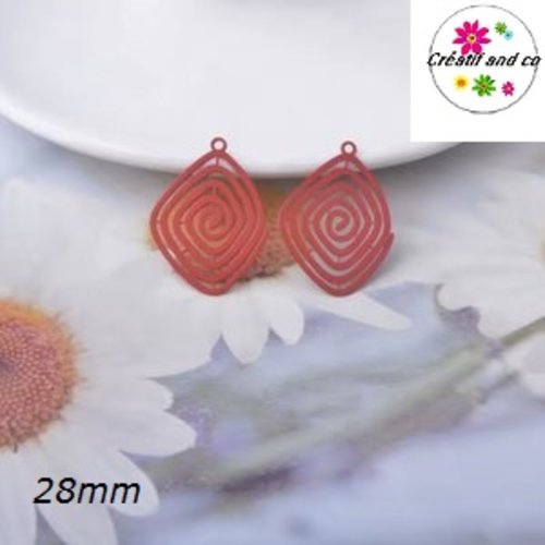 Breloque estampe spirale rouge 28mm