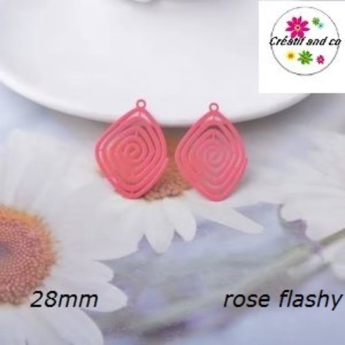 Breloque estampe spirale rose flashy 28mm