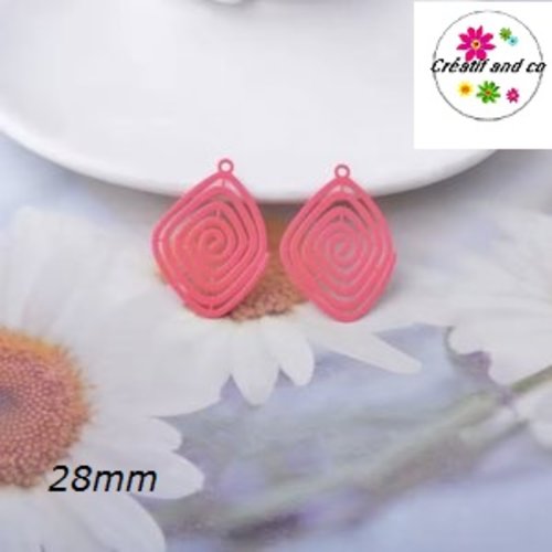 Breloque estampe spirale rose flashy 28mm