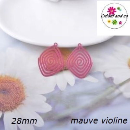 Breloque estampe spirale mauve violine 28mm