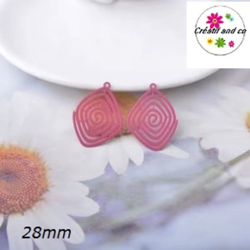 Breloque estampe spirale mauve violine 28mm