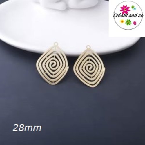 Breloque estampe spirale dorée  28mm