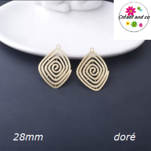 Breloque estampe spirale dorée 28mm