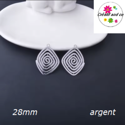Breloque estampe spirale argent  28mm