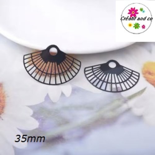 Breloque estampe fleur noire 35mm