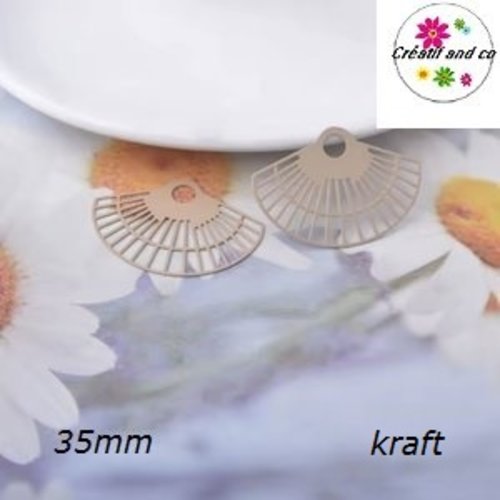 Breloque estampe fleur kraft 35mm