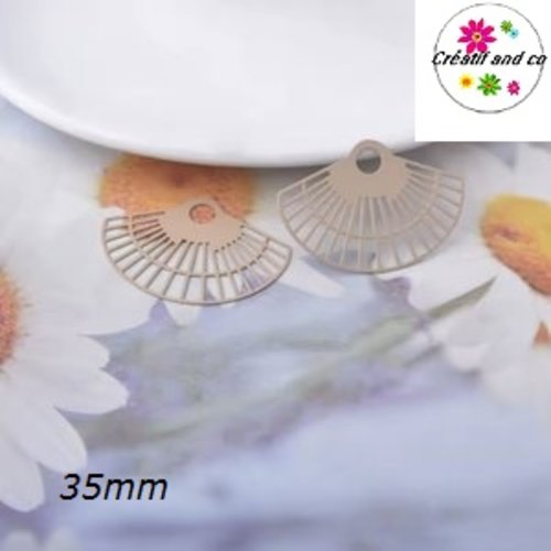 Breloque estampe fleur kraft 35mm