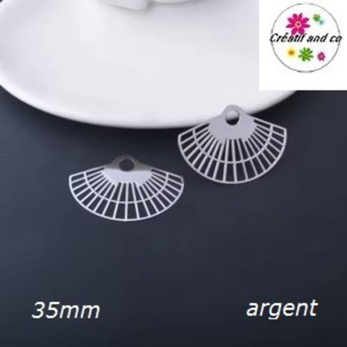 Breloque estampe fleur argent 35mm
