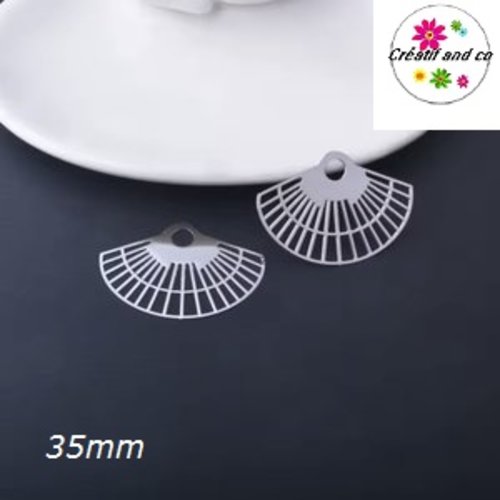 Breloque estampe fleur argent 35mm