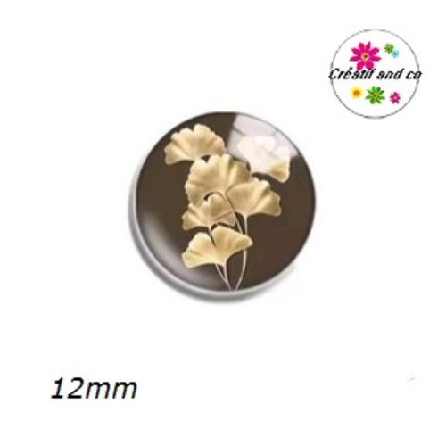 X2 cabochons feuilles de ginkgo 12mm