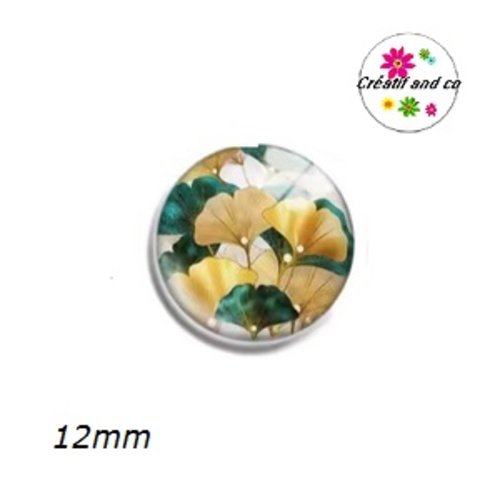 X2 cabochons feuilles de ginkgo 12mm