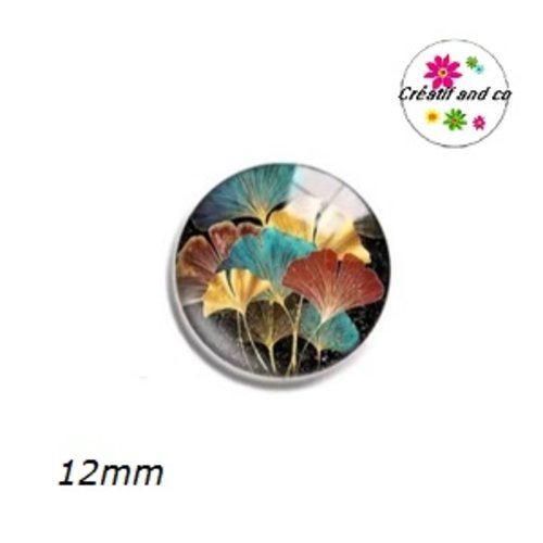 X2 cabochons feuilles de ginkgo 12mm
