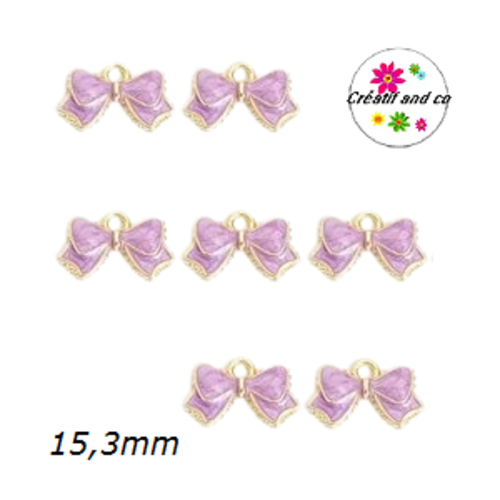 Breloque noeud parme  émail 15,3mm