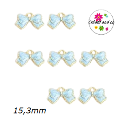 Breloque noeud bleu émail 15,3mm