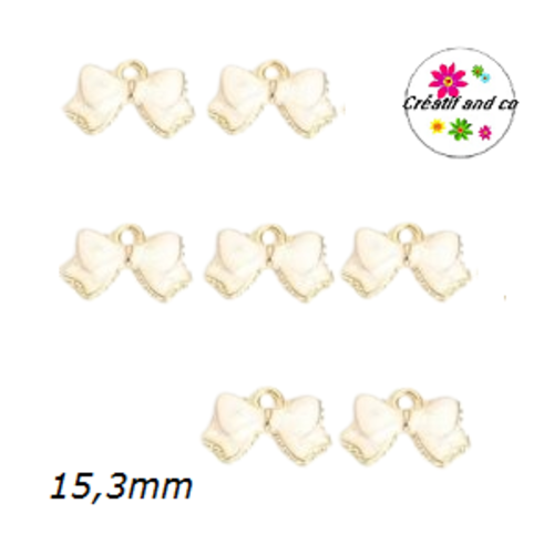 Breloque noeud blanc émail 15,3mm