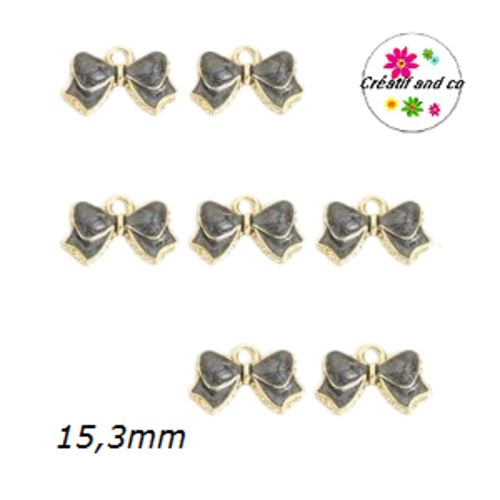 Breloque noeud noir émail 15,3mm