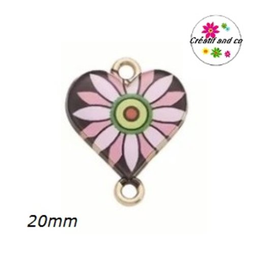 Connecteur coeur émail 20mm