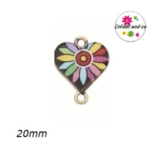 Connecteur coeur émail 20mm