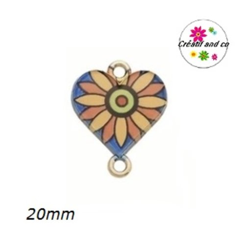 Connecteur coeur émail 20mm